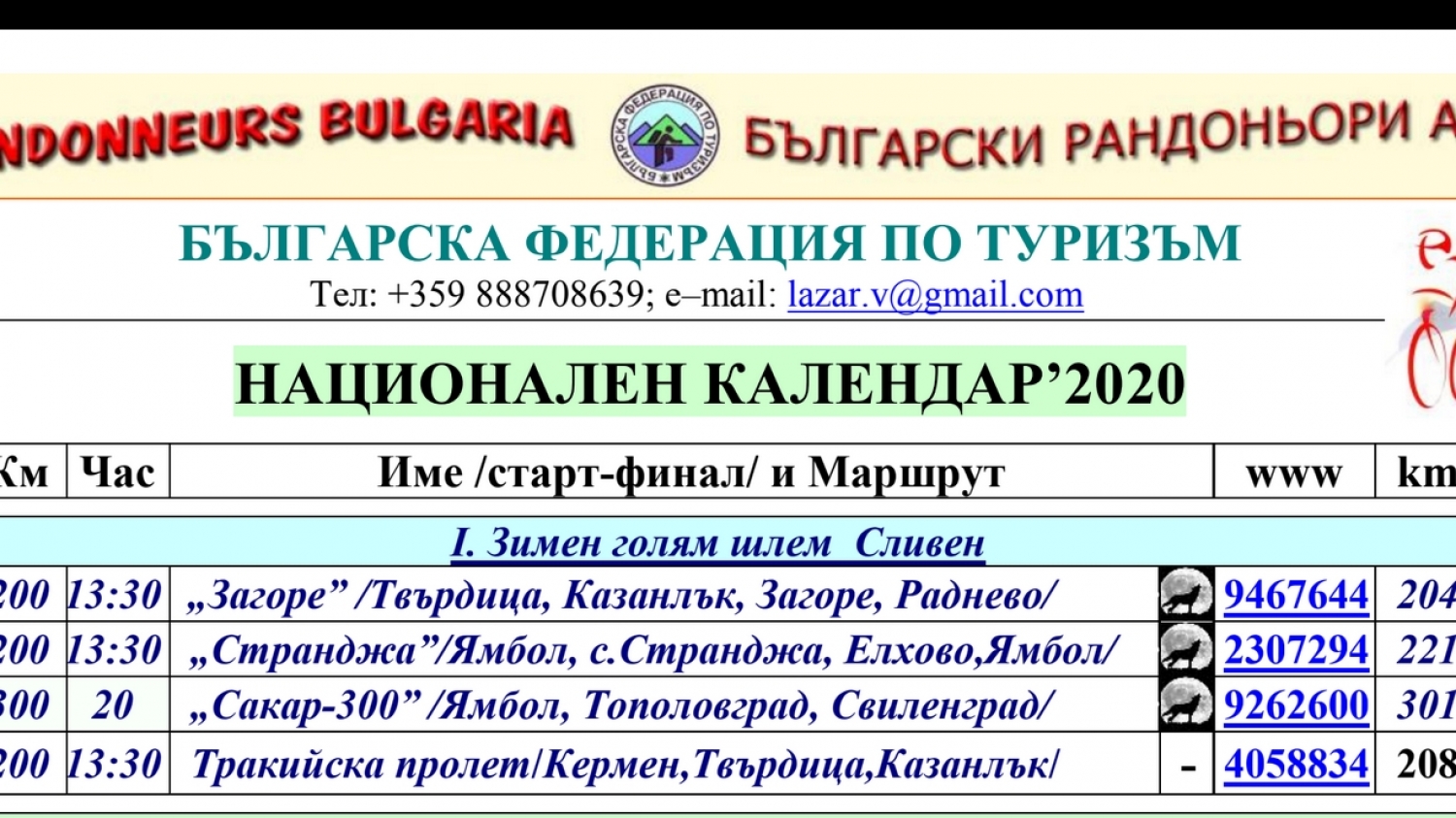 Национален календар 2020г